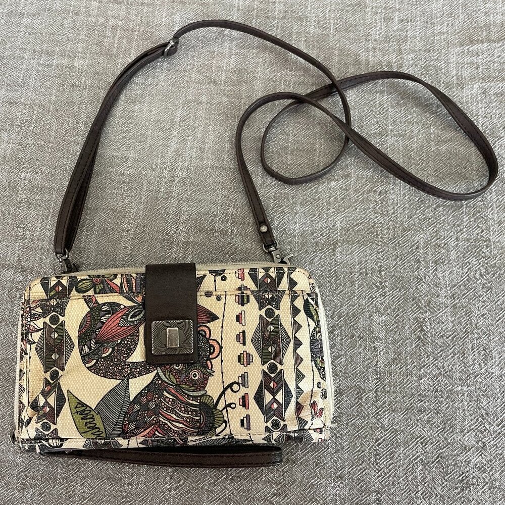 Sakroots Crossbody Wallet, Purse, Cellphone Carrier Floral Owl Coated Canvas! - Picture 2 of 8